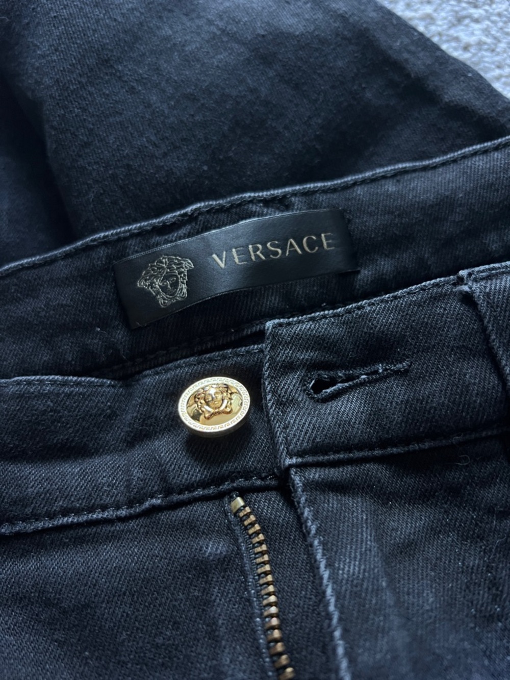Authentic Versace Barocco Embroidered Black Jeans Size 30 Rare